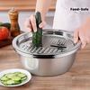 Stainless Steel 3-in-1 Vegetable Strainer Slicer Cutter Graters Drain Basket Salad Maker Bowl Kitchen Accessory Tool
