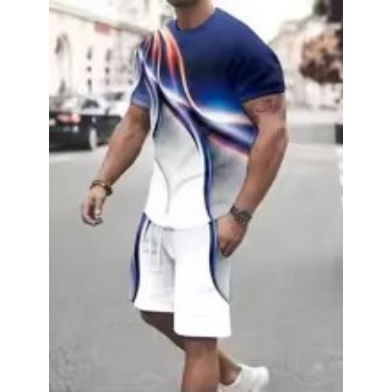 Children's Set Graphic Gradient 2pcs Tees Sets Tee Set Short Sleeve Short Pants Crew Neck Fashion Lightweight