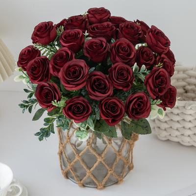 Artificial Flowers Nordic Roses Silk Wedding Home Bridal Bouquets Outdoor Yard Table Decor Holiday DIY Gifts Cheap Shooting Prop
