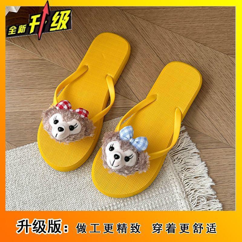 Summer new cartoon cute women's flip-flops fashionable and comfortable beach non-slip flat-bottomed slippers women
