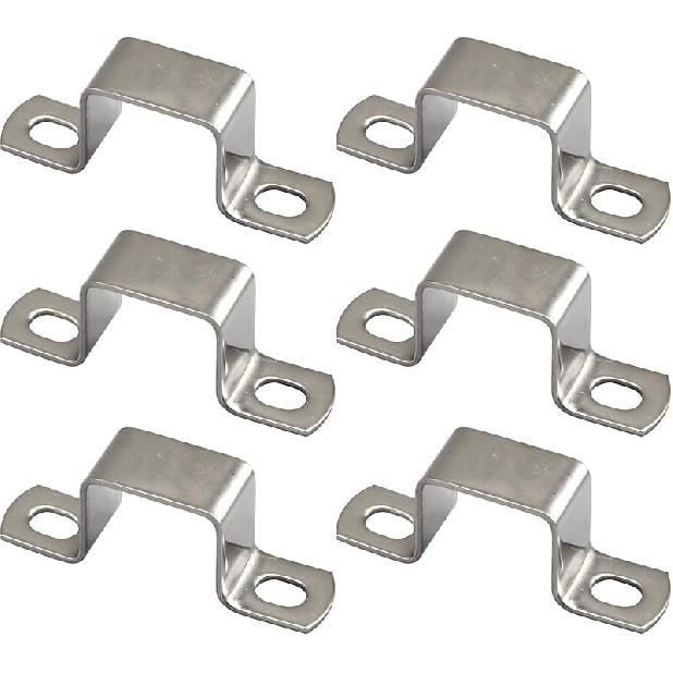 (6 Pieces) 30x30mm Square Pipe Clamp 304 Stainless Steel U Shaped Strut Connector Bracket Tube Buckle Hose Clamp Cable Clamp 30x30mm