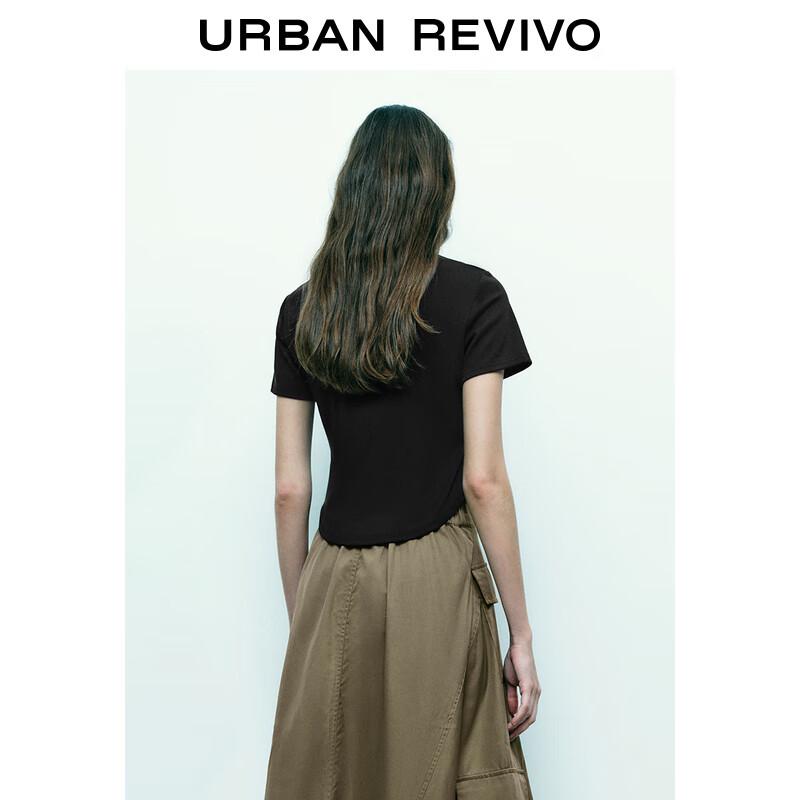 UR 2025 Spring Women's Hollow-Out Short Sleeve T-Shirt