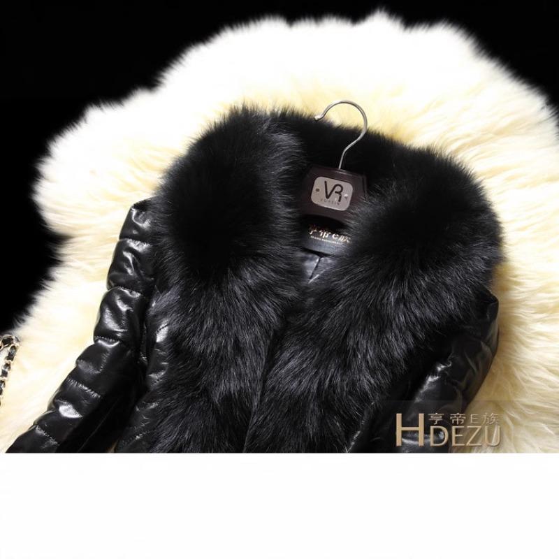 

New imitation fox fur collar imitation fur short leather jacket splicing thickened cotton coat autumn and winter slim jacket 5XL чёрный