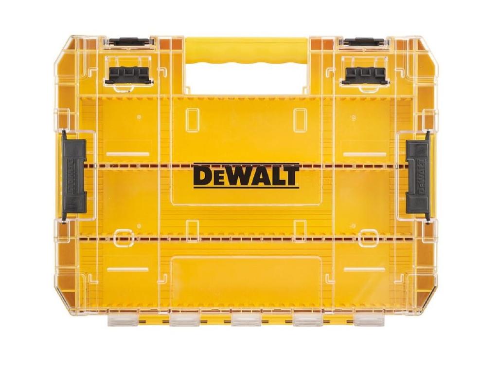 DEWALT Tough Case Organizer Tool Box Storage Case Tool Box Transparent Lid Removable Tray Stacking Storage Screws Bits Accessory Case (Large)