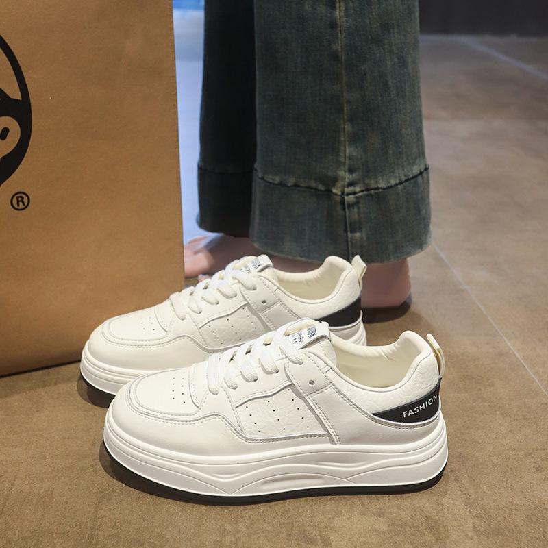 Cowhide version~ leather platform white shoes children's board shoes 2025 autumn new versatile casual sports women's shoes
