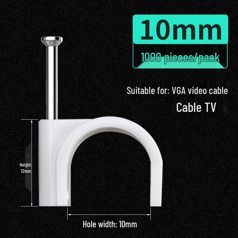 Steel Nail Round Plastic Cable Clip for Wire Management and Network Organization