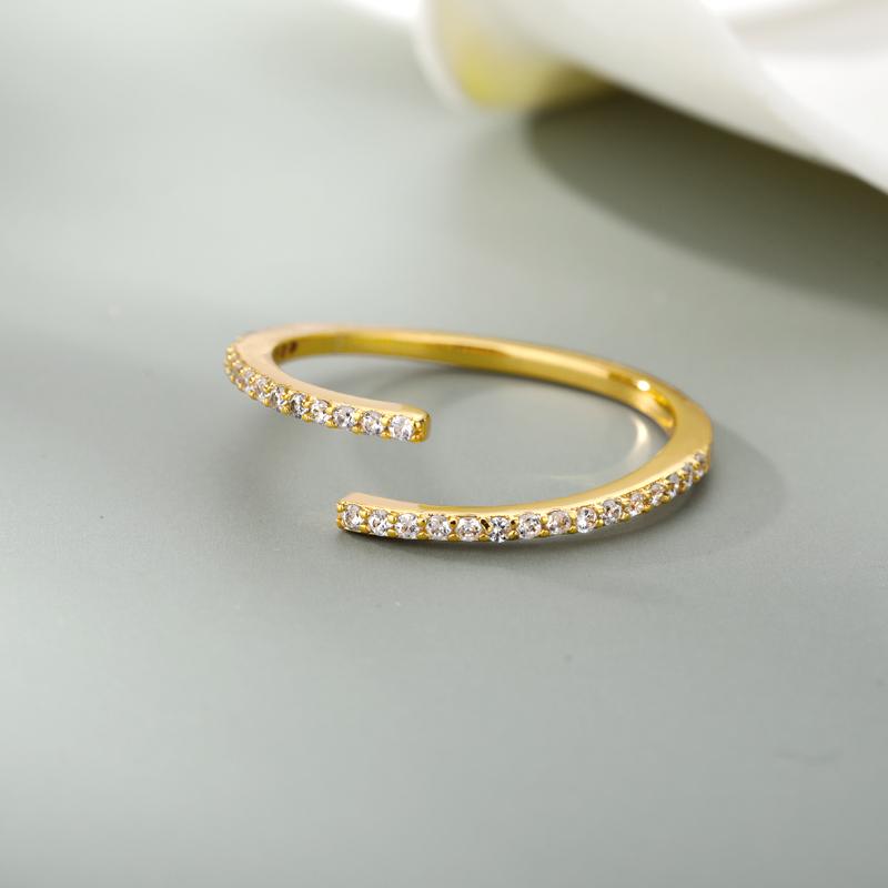 Simple Shiny Zircon Opening Adjustable Rings For Women Double Layer Luxury Engagement Wedding Ring Femme Luxury Jewelry Gift