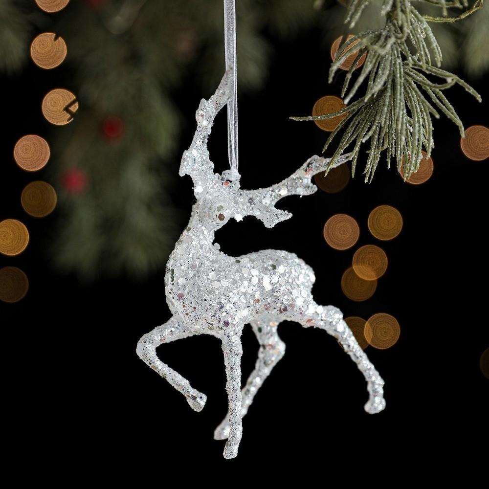 Glitter Plastic White Christmas Ornament Transparent Snowflake White Bell Bell Decoration Light Luxury Christmas Tree Decoration