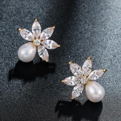 Zircon Pearl Stud Earrings Fashionable and Elegant Temperament Earrings Niche Unique High-end Earrings Women's Steel Needle Cross-border Jewelry