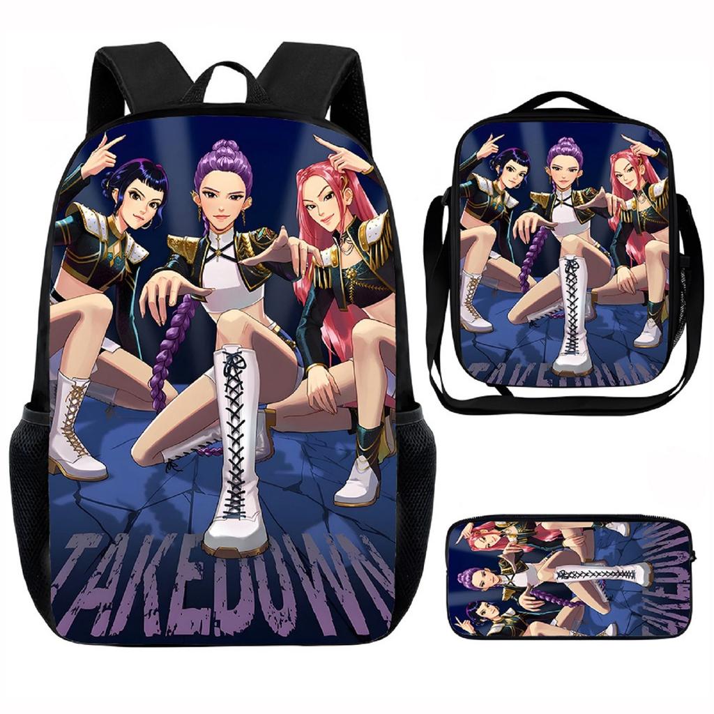Girls Backpack Primary School Student Backpack Printed Children's Bag Shoulder Bag Pencil Case Three-piece Set
