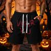 Men's Loose Fit Halloween Themed Athletic Shorts with Elastic Waistband and Multiple Pockets Casual Sportwear Bottoms for Outdoor Activities