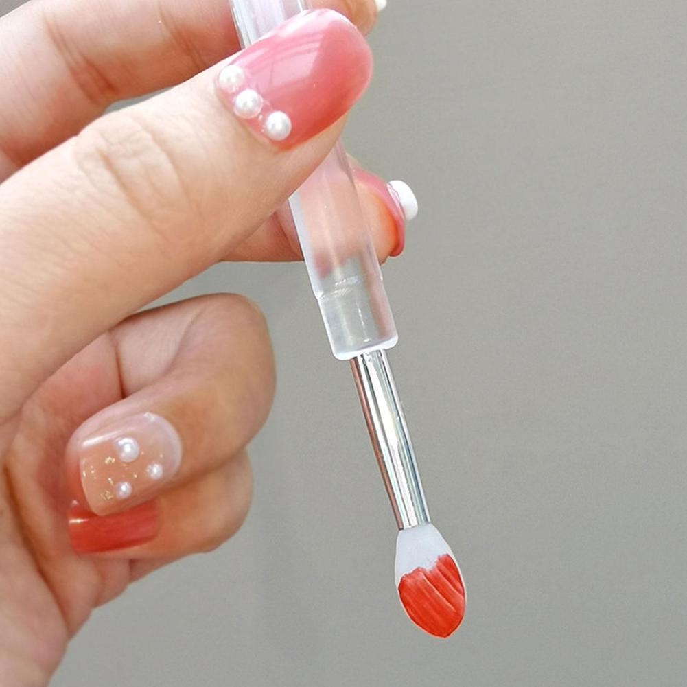Portable Silicone Lip Brush, Small Brush With Cover Application, Lipstick For Dustproof Brush C1S6