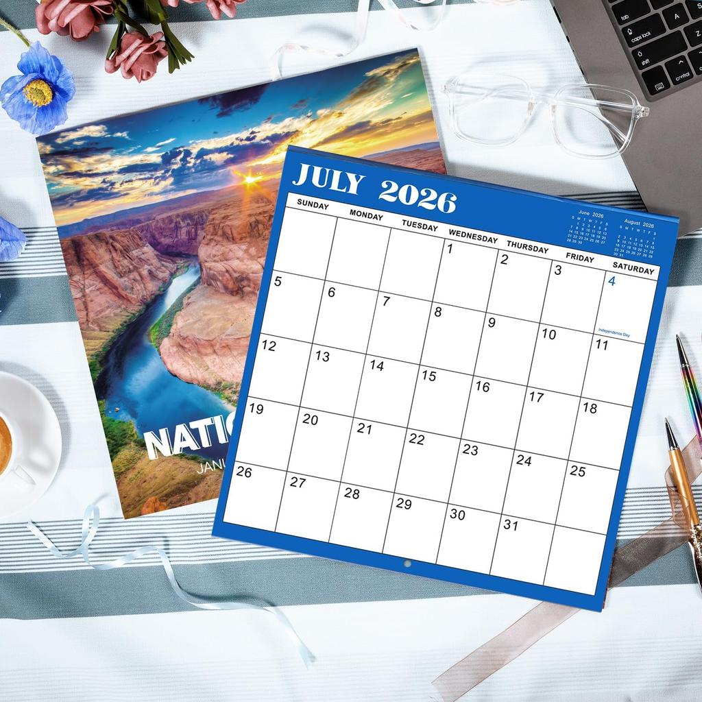 2026 Calendar - JAN 2026 - DEC 2026, 2026 Wall Calendar, 18 Monthly Calendar 2026, 12" x 24" (Open), Wall Calendar 2026 with Unruled Blocks(1.5" x