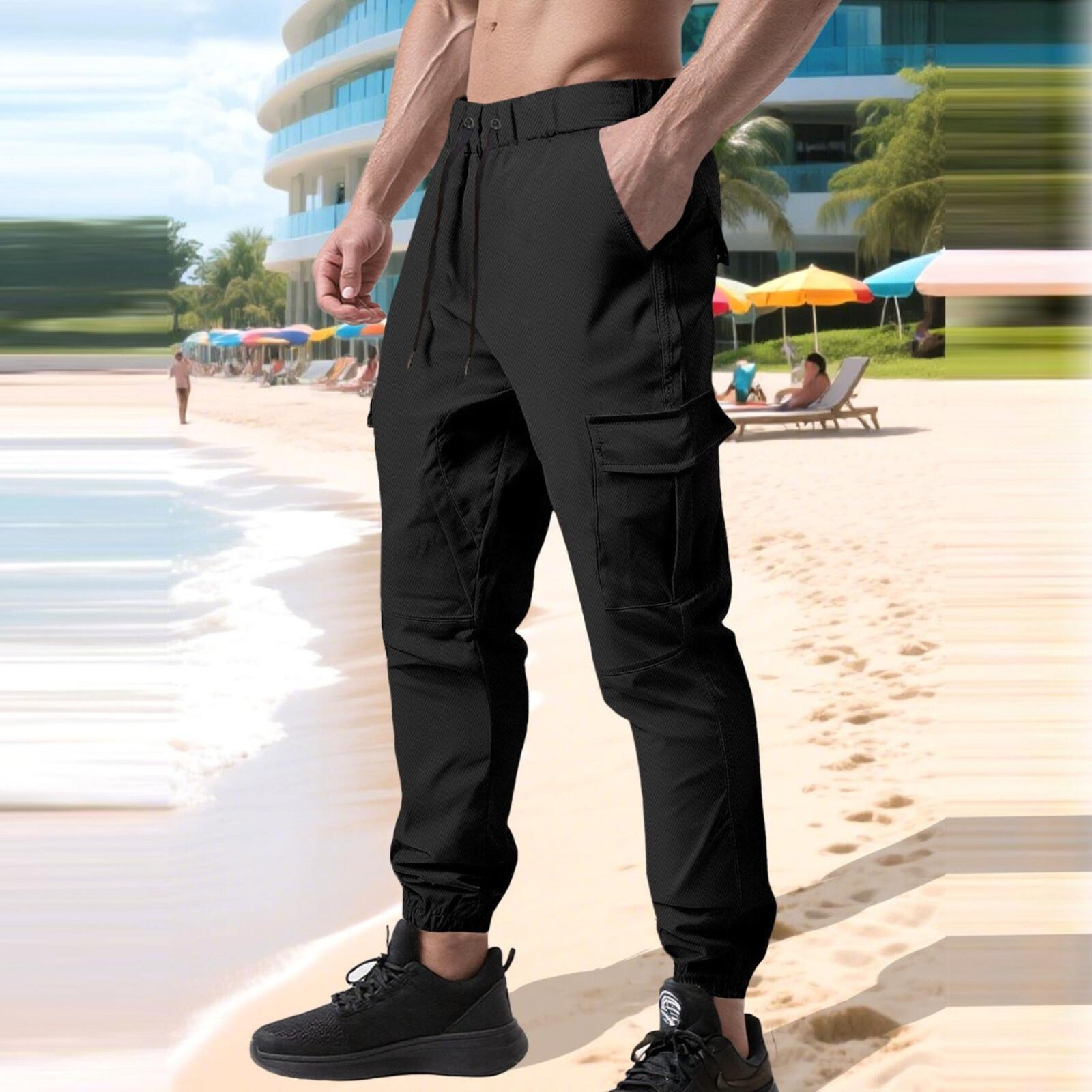 

Men s Outdoor Casual Loose-fitting Work Pants With Multiple Pockets, Straight-leg Slim-fit Straight-leg Pants M чёрный