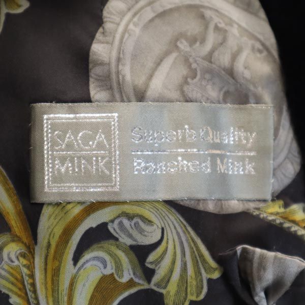 SAGA MINK Real Fur Coat Dark Brown Fur Women Used