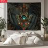 Hamsa Hand Eye Symbol Tapestry Wall Art Boho Decor Spiritual Protection Mystical Home Decoration For Bedroom Livingroomyogaspace
