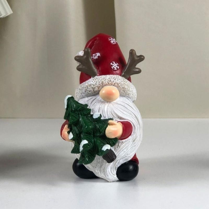 Resin Christmas Figurine for Shelf Display, Freestanding Santa Holiday Accent for Desk, Entryway, Home Styling