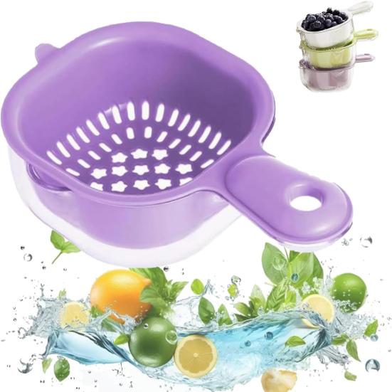 Dual-Layer Drain Basket with Ergonomic Handle Large Capacity BPA Free Multi-Purpose Fruit
