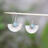 Larimar Gemstone Fan Earring 925 Sterling Silver Handmade Jewelry Women Earring