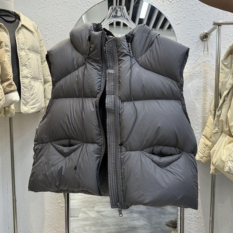 Down cotton vest women's short small winter Korean version loose hooded thickened outer wear design vest
