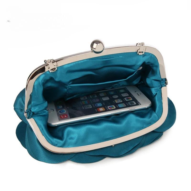 Borsa da Sera Fiore Sposa Piccola Borsa Completo Festa Borsa a Mano Matrimonio Portafoglio Donna Catena Floreale Pochette da Donna
