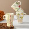 Hand Pinning Ceramic Cup with High Appearance Mug Artistic Goblet Illustration Cup Office Big Water Cup Women