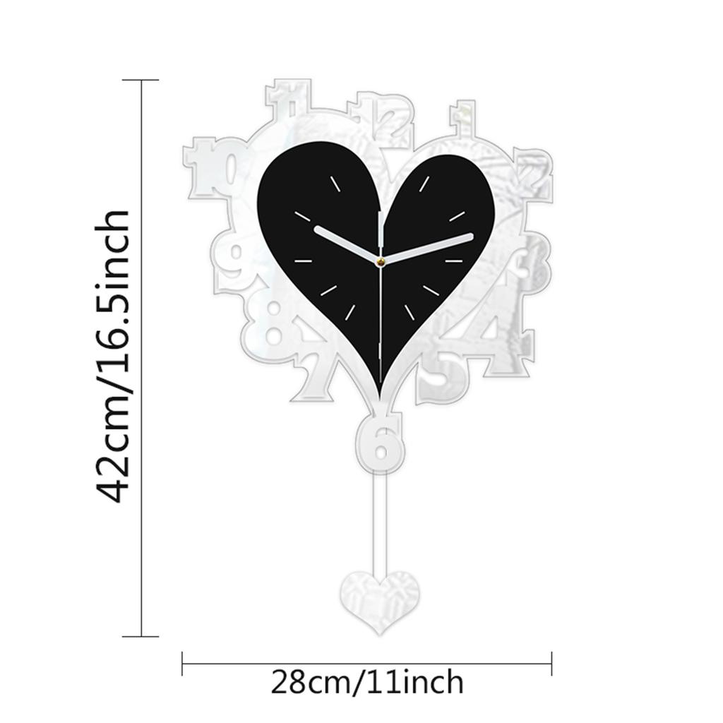 Wall Clock Modern Lightweight Decorative Hanging Clock Heart Shaped Timepiece for Living Room Office Kitchen Bedroom Decor
