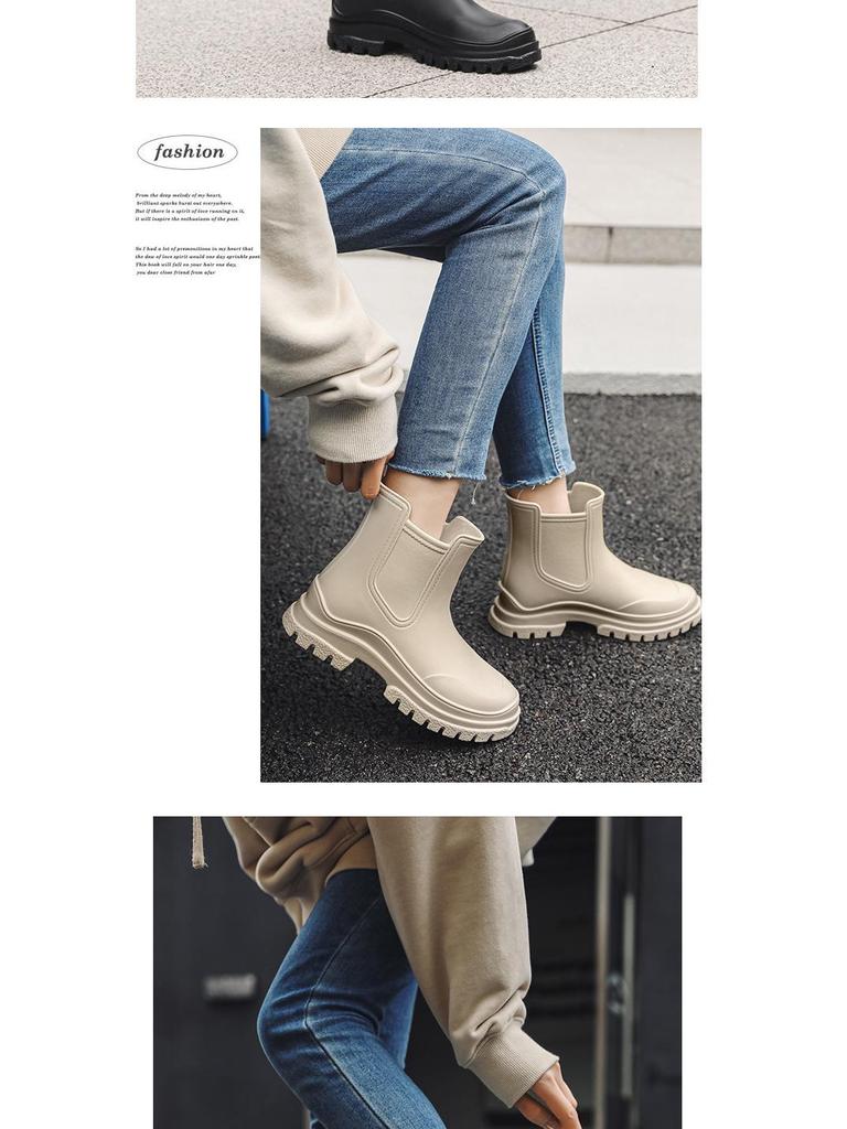 Damen Wasserdichte Fleecegefütterte Rutschfeste PVC Kurze Regenstiefel