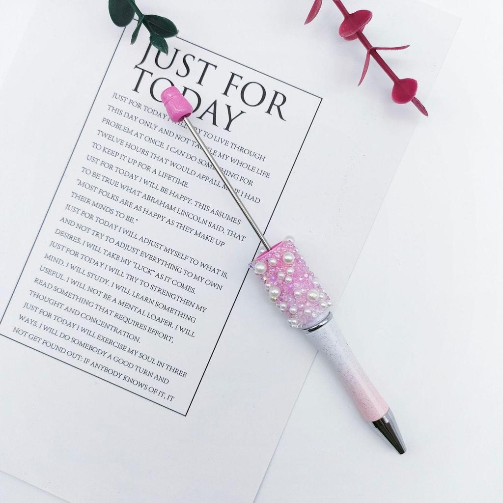 Starry Crystal Pearl Bead Pen - Handmade Rhinestone Candy Design