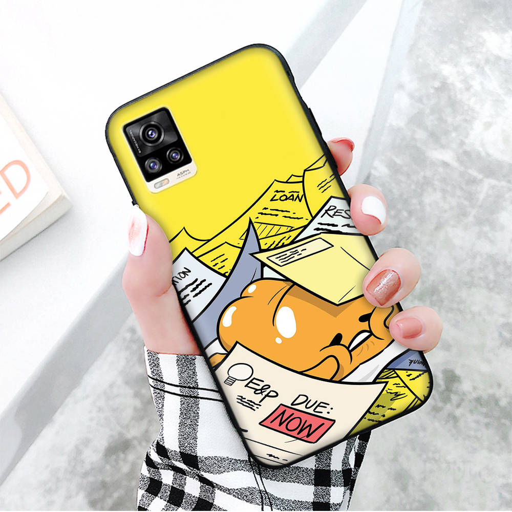 H-2 Gudetama Lady Egg Black Sofe Case for iPhone 16 15 Plus 14 13 Mini 12 11 Pro 8 6 6S SE 5 XR XS Max Realme C30 C33 C32 9I VIVO V29 V27 V23 Y36