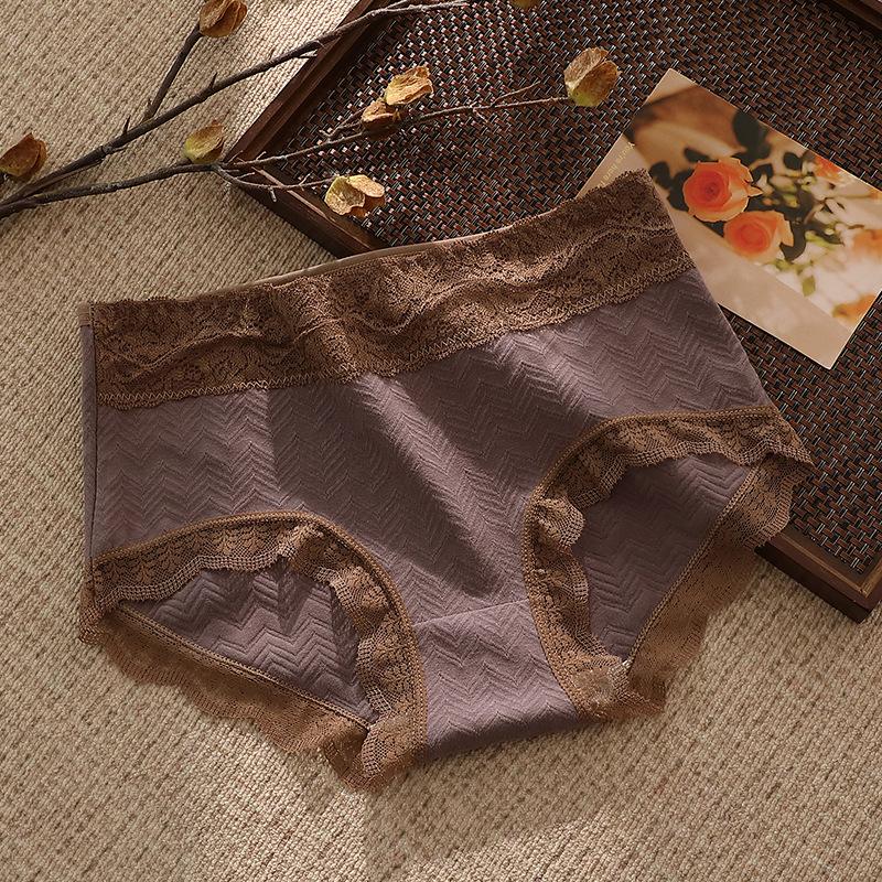 Culotte Triangle Jacquard Coton 7A Antibactérienne à l'Entrejambe Respirante et Douce pour la Peau, Taille Haute, pour Printemps et Été