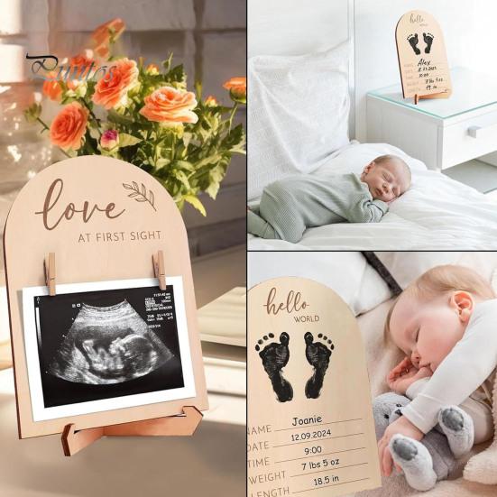 Expecting Mom Picture Frame Ultrasound Photo Desktop Decoration Wooden Baby Sonogram Mom-to-be Keepsake Ornament Pregnancy Announcement Expectant