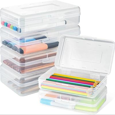 Şeffaf Kalem Kutuları 4'lü Paket Büyük Kapasiteli Plastik Düzenleyici Saklama Kutuları Okul İçin Toplu Yığınlanabilir Tasarım, Ofis Malzemeleri Depolama