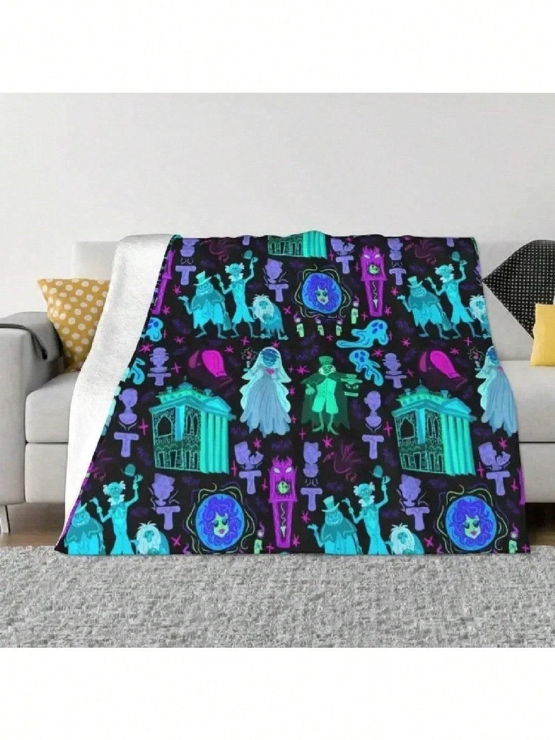 Haunted Mansion Throw Blanket Sofa Fleece Warm Flannel Halloween Grimace Blankets For Bedroom Office Couch Bedspreads 75X95CM