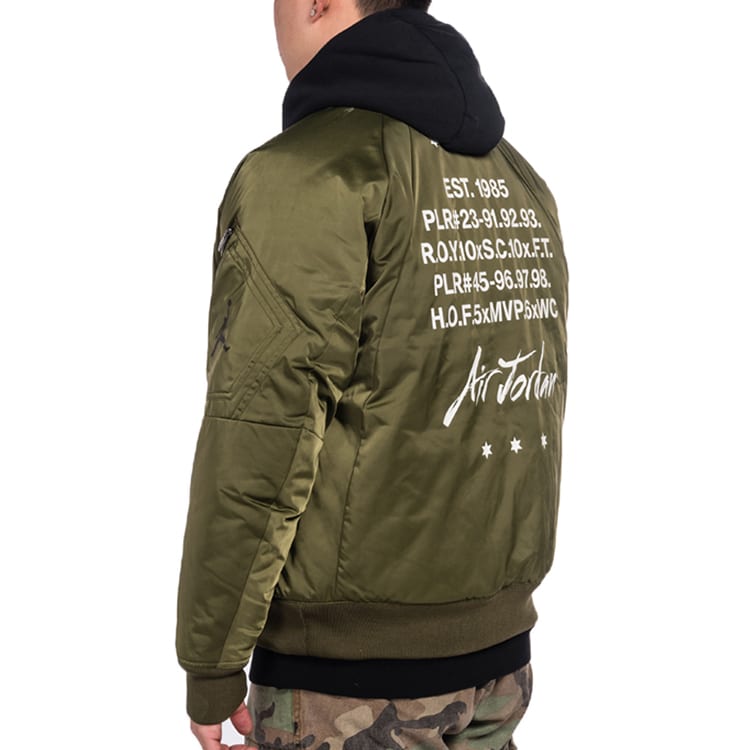 Jordan Jackets Men's Army Green Stand Collar Moderate Pilot CK1358-395