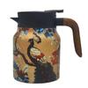 Premium Thermal Florals Teapot 1000ml Removable Infuser Stainless Steels Body And Ergonomic Wooden Handle Teas Kettle