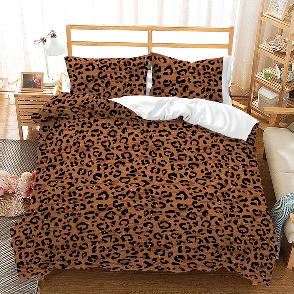 Three-Piece Animal Texture Cowhide Quilt Cover Digital Printing Kit Bedding