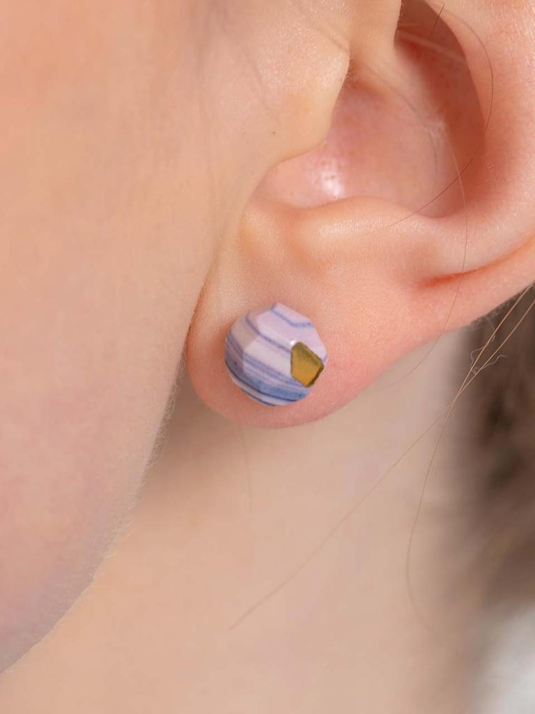 Cerabonito Stratigraphy Two-Way Pearl Ceramic Earrings (Lp)