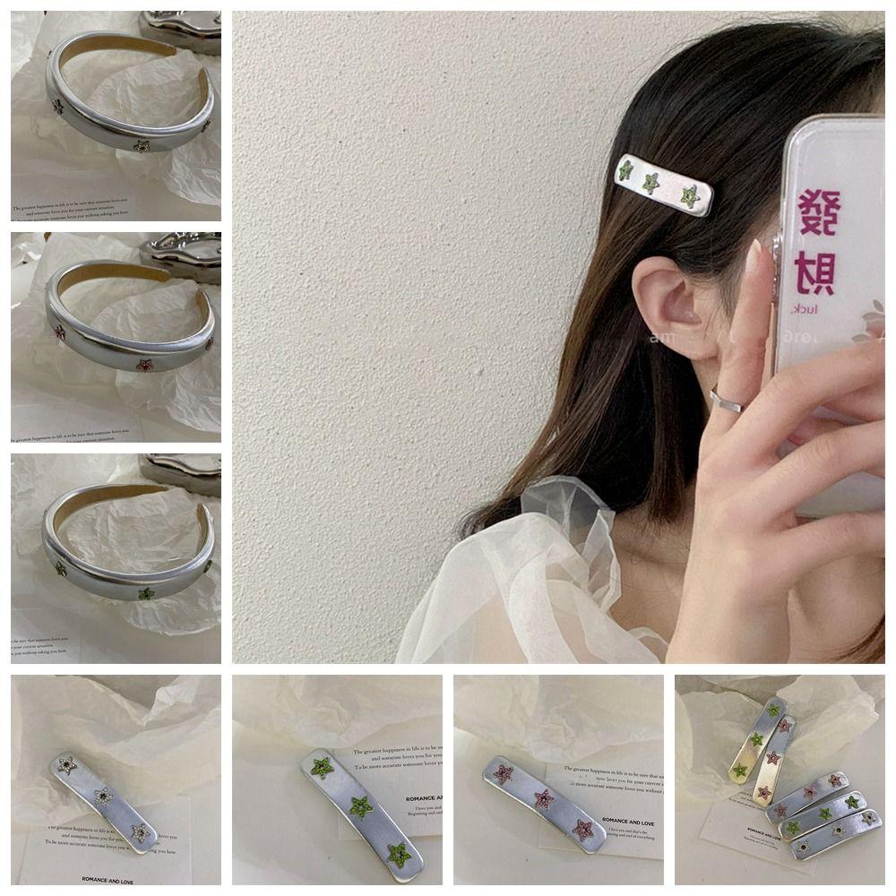 

Diamond Leather Silver Headband Sponge Rhinestone Hairband Sweet Star Headband Girl F