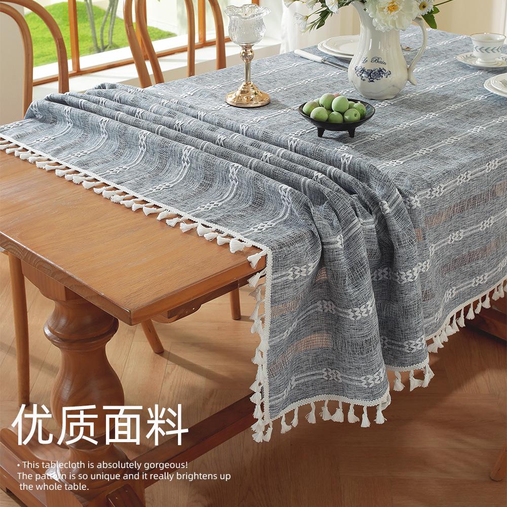 Nordic Hot-Selling Miss Wind Dining Table Tablecloth Imitation Cotton And Linen Coffee Table Cloth Rectangular Hollow Model Jacquard Tablecloth Cover