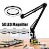 USB Flexible Table Magnifier LED Lamp 5X Magnifier Base Bracket Brightening Desk Lamp Bedroom Office Study