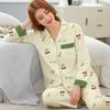 Baumwollimitat Pyjama Damen Frühling und Herbst Damen Mutter Herbst Übergröße Loungewear Langarm Hosen Set