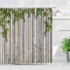 Zen Green Bamboo Shower Curtains Stone Buddha Lotus Candle Asian Japanese Spa Garden Scenery Bath Curtain Fabric Bathroom Decor