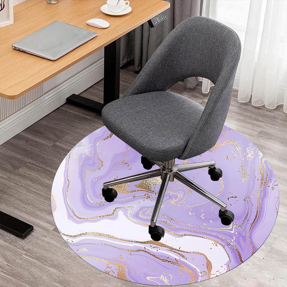 1pc Marble Texture Gold Foil Round Chair mat Area Rug - Non-Slip, Floor Mat for Office, Bedroom, and Indoor Decor c1125337