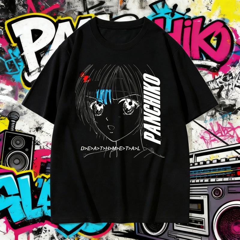 2026 Summer Cotton Tee Anime Sketch Graphic Unisex WOMEN Plus Size Loose Casual Hip Hop Streetwear Breathable Top