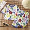 Childrens Cotton Cartoon T-Shirt and Striped Pants Set Cute Kids Loungewear Baby Pajamas Thin Clothing