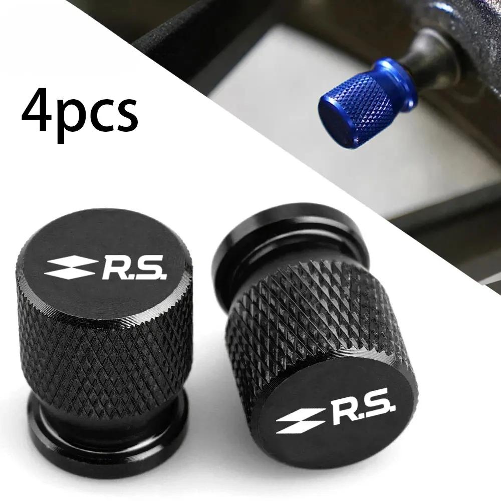 4pcs For Renault RS Clio Scenic Logan Megane Koleos Sandero Car Wheel Tire Valve Caps Tyre Stem Covers Airdust Waterproof SH4U