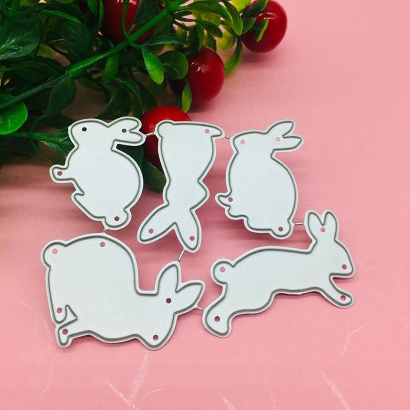 5 v 1 Velikonoční zajíček DIY Řemeslo Kovová vykrajovátka Scrapbook Ražený Papír Karta Album Řemeslná Šablona Vykrajovátka