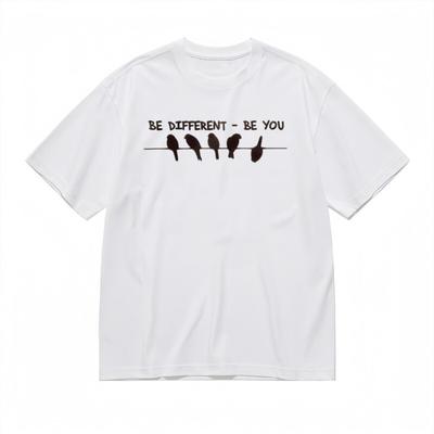 Herren Rundhals Klassisches T-Shirt Verspielte Vogelformen und Empowerment-Zitat T-Shirt