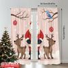 2pcs 2D Flat Printing Christmas Window Drapes Santa Claus Reindeer Christmas Celebration Polyester Without Electricity Party